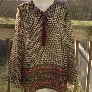 Semi-sheer patterned tunic